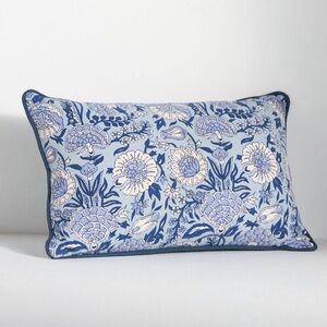 Anthropologie 12”x18” Cotton Block Print Pillow